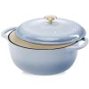 Dutch Oven, 6 Quart Large Baby Blue Enamel Cast-Iron Kitchen Cookware