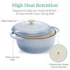 Dutch Oven, 6 Quart Large Baby Blue Enamel Cast-Iron Kitchen Cookware