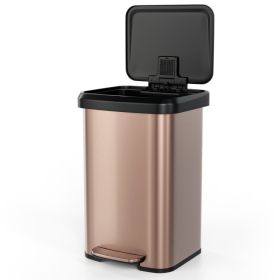 Step Trash Can with Soft Close Lid, 13-Gallon, Copper Gold Stainless Steel