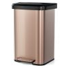 Step Trash Can with Soft Close Lid, 13-Gallon, Copper Gold Stainless Steel