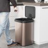 Step Trash Can with Soft Close Lid, 13-Gallon, Copper Gold Stainless Steel