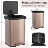 Step Trash Can with Soft Close Lid, 13-Gallon, Copper Gold Stainless Steel