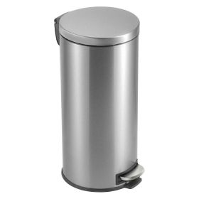 Step Trash Can, 8-Gallon, Round, Stainless Steel, Kitchen Bathroom Home Office