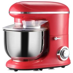 Dough Mixer, Red Stainless Steel, Tilt 600W Electric Kitchen Food w/ 6 Quart Bowl