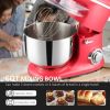 Dough Mixer, Red Stainless Steel, Tilt 600W Electric Kitchen Food w/ 6 Quart Bowl