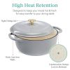 Dutch Oven, 6 Quart Large Light Grey Enamel Cast-Iron  Kitchen Cookware