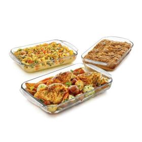 Baking Dish Set, 3 Piece Set, Transparent Glass, Casserole