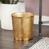 Trash Can, Dazzling Details, 1.3 Gallon Round Perforated Copper Gold Metal Waste Basket