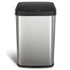 Trash Can with Motion Sensor Lid, 13-Gallon, Stainless Steel, Silver/Black