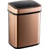 Trash Can, Motion Sensor Lid, 3-Gallon Copper Rose Gold Stainless Steel