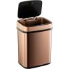 Trash Can, Motion Sensor Lid, 3-Gallon Copper Rose Gold Stainless Steel