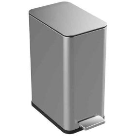 Step Trash Can, 2.6 Gallon Slim Rectangular Stainless Steel Kitchen Bathroom