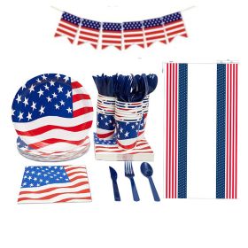 Party Supplies Dinnerware Set, July 4th Decorations; Includes Plates;  Napkins;  Cups;  Tableware