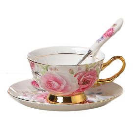 Porcelain Tea Cup, Coffee Cup, Set Cup Saucer Spoon, Ceramic Tea Set, 6.8OZ