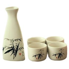 Sake Cups & Bottle, 5pcs, Japanese Wine Set, Handmade Ceramic Wine Cup, Home Decor,  Lotus