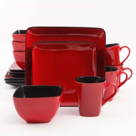 Square Tableware Set, 16pcs,  Red