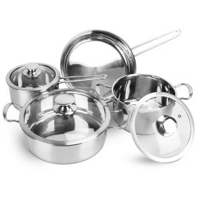 Pots Pans Set, SS, Fast Even Heat Induction with 2.7 3.7 Quart Stockpot 2 Quart Saucepan 9.17in Frying Pan