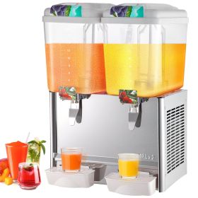 Commercial Beverage Dispenser, 9.5 Gallon, 2 Tank, 110V Commercial Juice Dispenser, 18 Liter Per Tank, 300W