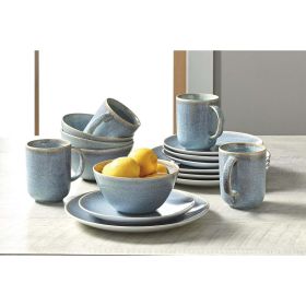 Dinnerware Set, 16-Piece, Blue Porcelain