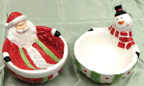 Ceramic Santa & Snowman bowls  Set of 2