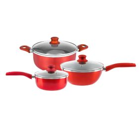 Nonstick Pot Set, RED, Pot and Pan Set-Wok, Soup, Milk