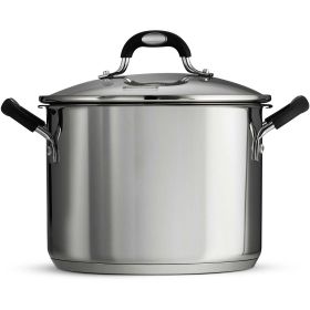 6 Quart Covered Stock Pot with Lock-N-Drain Strainer, Glass Lid, Stainless Steel,  3 Pieces Tramontina