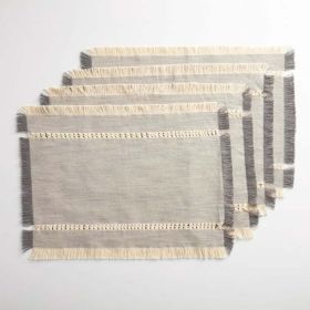 Woven Table Placemat with Fringe, Gray, 4 Piece Set Better Homes & Gardens