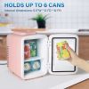 Mini Fridge, 4L/6 Can Portable Cooler & Warmer Freon-Free Small Refrigerator Provide Compact Storage for Skincare, Beverage, Food, Cosme