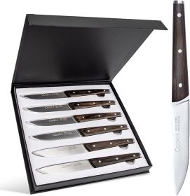 Steak Knife Set, 6Pcs, Serrated, Stainless Steel, Utility with Wooden Handle, Cookit