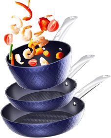 Cookware Sets, Nonstick, Ceramic Blue,1.2 Quart Pot, Saucepan with Lid, 8 inch Frying Pan, 9.5" Frying Pan