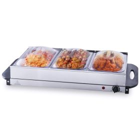 Electric Buffet Server, Food Warmer, 25.6"x15", Portable, Stainless Steel, Chafing Dish Set