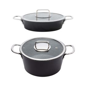 Excellence Pots and Pan Set; Stock Pot, Egg Pan, Nonstick, Thick Bottom, 4 Pcs