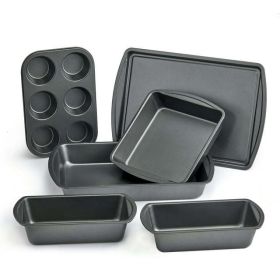 Bakeware Pan Sets, 6pcs, Non-Stick, Easy Release and Clean up, Carbon Steel, Gray