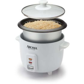 White Rice Cooker, 6 Cup, Non-Stick, Pot Style,  3 Piece, removable inner, tempered glass lid