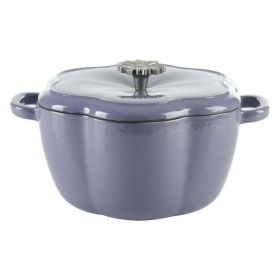 Dutch Oven, Cast Iron, 3-Quart, Timeless Beauty Floral Shaped Enamel Cast Iron Purple