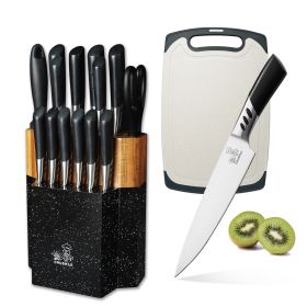 16pc Knife Set with holder block, Stainless steel, Sharpening knife holder set with Kitchen scissor