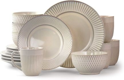 Dinnerware Set, 16-Piece, Contemporary, White Porcelain, (Serves 4)