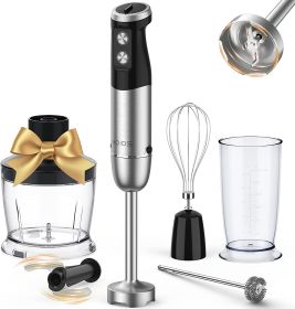 Handheld Blender, 1000W Immersion Hand Blender, Multifunctional 5-in-1 , 12-Speeds, Stainless Steel blender shaft, includes 600ml Mixing Beaker, 5