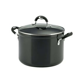 Stock Pot, 8 Qt, Style Gray, Non Stick, Covered