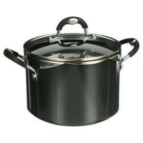 Pasta Pot, 6 Quart,  Lock and Drain, Charcoal Gray