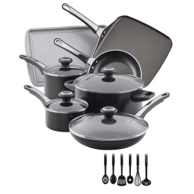 17pc Pots and Pans Set, High Performance, Nonstick, Aluminum,  Cookware Set, Black