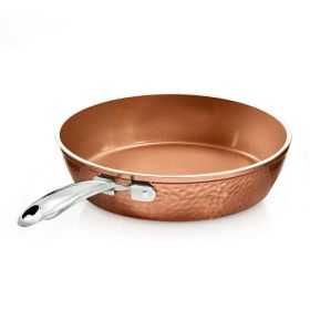 Hammered Nonstick Frying Pan, 12 inch, Ceramic Skillet, PFOA Free, Dishwasher Safe, Copper