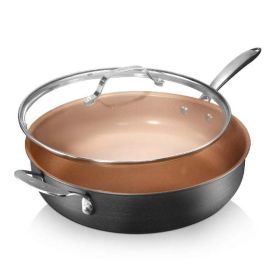 Saute Pan with Glass Lid, 5.5 Qt, Nonstick, Jumbo Cooker, Oven & Dishwasher Safe