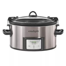 Crock Pot, 7qt, Cook & Carry, Programmable, Easy-Clean, Slow Cooker - Stainless Steel