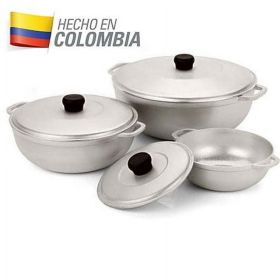 Dutch Oven Set with Lid, 3Pieces, Colombian Cast Aluminum Caldero