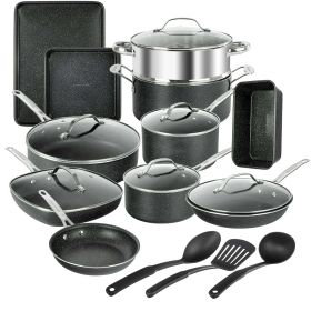 20pc Cookware Bakeware Set, NonstickPots and Pans, Complete Set,  Dishwasher Oven Safe { Black }