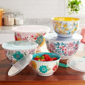 Mixing Bowl Set, 10-Piece, Fancy Flourish, Melamine