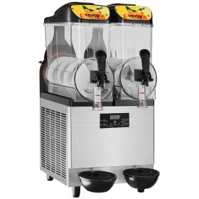 Commercial Slushy Machine, 24L/6.4Gal Two Bowls, 100 Cup Margarita Smoothie Frozen Drink Maker, 640W Stainless Steel