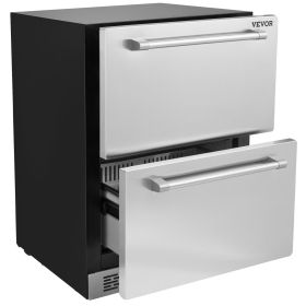 Under Counter Refrigerator, 24 inch,  2 Drawer Refrigerator with Different Temperaturesmini, 4.87 Cu.ft. Capacity