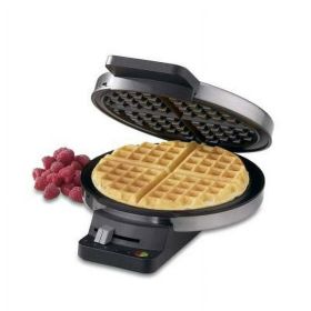 Single Waffle Maker, 9" Round, Electric Waffle Iron, Stainless Steel